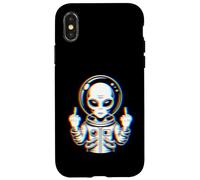 Funny Astronaut Alien Flipping Middle Finger Carcasa para iPhone X/XS
