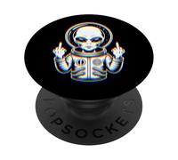 Funny Astronaut Alien Flipping Middle Finger PopSockets PopGrip Adhesivo