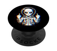 Funny Astronaut Alien Flipping Middle Finger PopSockets PopGrip Adhesivo
