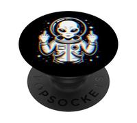 Funny Astronaut Alien Flipping Middle Finger PopSockets PopGrip Adhesivo