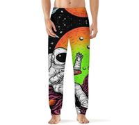 Funny Astronaut Alien - Pijama suave para hombre, pantalones esenciales, ropa de dormir casual