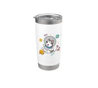 Funny Astronaut Space Kids Boys Girls Alaskan Malamute Lover Vaso térmico de acero inoxidable de doble pared
