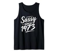Funny Attitude Sassy Since 1973 Retro Mama Wife Sass Queen Camiseta sin Mangas