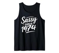 Funny Attitude Sassy Since 1974 Retro Mama Wife Sass Queen Camiseta sin Mangas