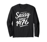 Funny Attitude Sassy Since 1976 Retro Mama Wife Sass Queen Manga Larga