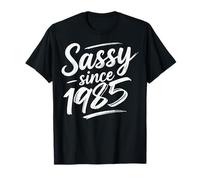 Funny Attitude Sassy Since 1985 Retro Mama Wife Sass Queen Camiseta