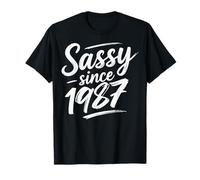 Funny Attitude Sassy Since 1987 Retro Mama Wife Sass Queen Camiseta