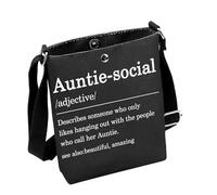 Funny Aunt Gift Auntie-Social Crossbody Bag First Time To Be Aunt Gift Best A-unt G-ift from Niece Nephew, Bolsa para tía