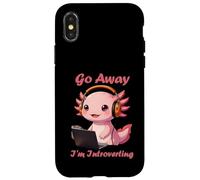 Funny Axolotls Go Away I'm Introverting Cute Kawaii Axolotl Carcasa para iPhone X/XS