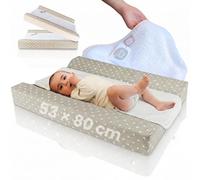 Funny Baby | Colchoneta Cambiador Bebé Impermeable 53x80 cm - Espuma Acolchada con Bordes Elevados, Funda Lavable y Toalla de Rizo - Cambiador para Cómoda Diseño Topos