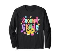 Funny Back to School Vibes Second Grade Kids Teacher Manga Larga