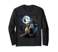 Funny Badger Selfie Luna Llena Bosque de Brujas Volador Halloween Manga Larga