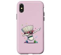 Funny Badminton Player Kids Boys Men Women Shuttlecock Dab Carcasa para iPhone X/XS
