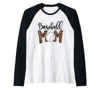 Funny Baseball Mom Leopard Print Softball Mom Mother's Day Camiseta Manga Raglan