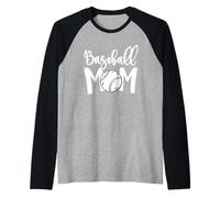 Funny Baseball Mom White Print Softball Mom Mother's Day Camiseta Manga Raglan
