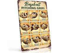 Funny Baseball Pitching Grips Metal Sign 8 X 12 in