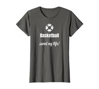 Funny Basketball Saved My Life Basketball Lover Ball Player Camiseta, Mujer, Asfalto, 3XL