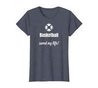 Funny Basketball Saved My Life Basketball Lover Ball Player Camiseta, Mujer, Azul Jaspeado, S
