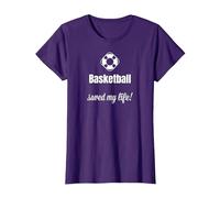 Funny Basketball Saved My Life Basketball Lover Ball Player Camiseta, Mujer, Morado, XXL