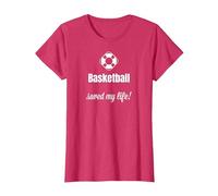 Funny Basketball Saved My Life Basketball Lover Ball Player Camiseta, Mujer, Rojo Jaspeado, XXL