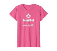 Funny Basketball Saved My Life Basketball Lover Ball Player Camiseta, Mujer, Rosa Jaspeado, XXL
