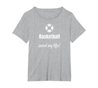 Funny Basketball Saved My Life Basketball Lover Ball Player Camiseta, Mujer Tallas Grandes, Gris Jaspeado, 6XL Grande