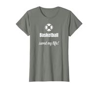 Funny Basketball Saved My Life Basketball Lover Ball Player Camiseta, Mujer, Verde Militar Jaspeado, XXL
