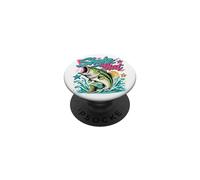 Funny Bass Fishing Graphic Largemouth Lake Angler Humor PopSockets PopGrip Adhesivo