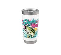 Funny Bass Fishing Graphic Largemouth Lake Angler Humor Vaso térmico de acero inoxidable de doble pared