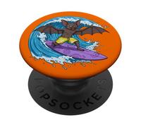 Funny Bat está surfeando una ola del océano 1 - Fan Fun PopSockets PopGrip Adhesivo