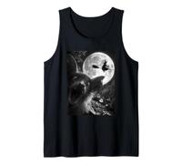 Funny Bat Selfie Luna Llena Bosque de Brujas Volador Halloween Camiseta sin Mangas