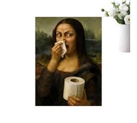 Funny Bathroom Artwork, Mona Lisa Canvas, Amusing Wall Picture with Creative Design, Washroom Fixture with Reliable Details, 11.81x15.75 inches Household Accessory, Dorm Organizer for Toilet Bathroom