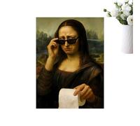 Funny Bathroom Artwork, Mona Lisa Canvas, Amusing Wall Picture with Creative Design, Washroom Fixture with Reliable Details, 11.81x15.75 inches Household Accessory, Dorm Organizer for Toilet Bathroom