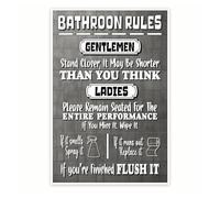 Funny Bathroom Rules Poster - Humorous Restroom Wall-Art Sign for Home - Housewarming Gift Idea for Friends Family(Framed,08x12inch(20x30cm))