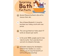 Funny Bathroom Sign Poster with Surprising Bath Facts - Humorous Restroom Wall Art, Bathroom Decor for Men & Women(Framed,08x12inch(20x30cm))