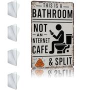 Funny Bathroom Signs Decor - "This Is A Bathroom Not An Internet Cafe" Metal Tin Sign | Stop Phone Scrollers | 4 Traceless Tapes Included | Rust-Proof Vintage Wall Art, 8x12 In (1Pc)