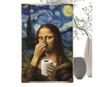 Funny Bathroom Wall Art - Pinching Nose Metal Sign Decor for Restroom Display | Iron Plate Design with Humorous Graphic Print, Wall Mount Hanging Ornament, Amusing Toilet Decoration for Home Spaces