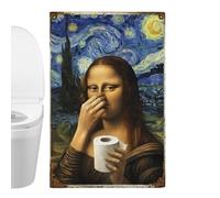 Funny Bathroom Wall Art - Pinching Nose Metal Sign Decor for Restroom Display | Iron Plate Design with Humorous Graphic Print, Wall Mount Hanging Ornament, Amusing Toilet Decoration for Home Spaces