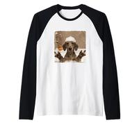 Funny Bathtub Dog Dachshund Selfie Camiseta Manga Raglan