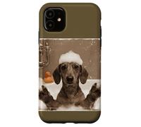 Funny Bathtub Dog Dachshund Selfie Carcasa para iPhone 11