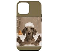 Funny Bathtub Dog Dachshund Selfie Carcasa para iPhone 12 Pro MAX