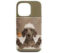 Funny Bathtub Dog Dachshund Selfie Carcasa para iPhone 13 Pro