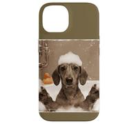 Funny Bathtub Dog Dachshund Selfie Carcasa para iPhone 14