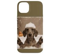 Funny Bathtub Dog Dachshund Selfie Carcasa para iPhone 14 Plus