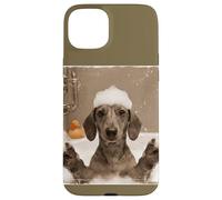Funny Bathtub Dog Dachshund Selfie Carcasa para iPhone 15 Plus