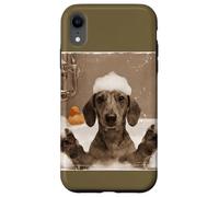 Funny Bathtub Dog Dachshund Selfie Carcasa para iPhone XR