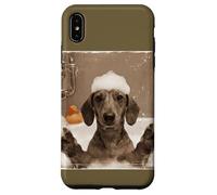 Funny Bathtub Dog Dachshund Selfie Carcasa para iPhone XS MAX