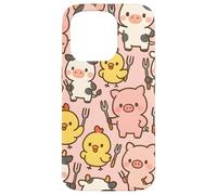 Funny BBQ Farm Animals Kawaii Barnyard Crew Pattern Carcasa para iPhone 15 Pro