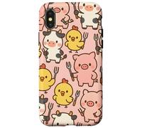 Funny BBQ Farm Animals Kawaii Barnyard Crew Pattern Carcasa para iPhone X/XS