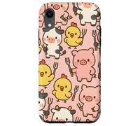 Funny BBQ Farm Animals Kawaii Barnyard Crew Pattern Carcasa para iPhone XR